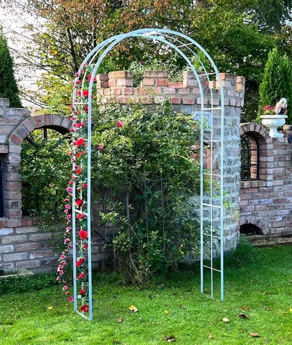DanDiBo Rosenbogen Metall Verzinkt 120 cm - Wetterfest und Langlebig - Spaliere für den Garten, aus massivem, verzinktem Volleisen für hervorragende Rostbeständigkeit und einfache Montage. Ideal zur stilvollen Verschönerung Ihres Gartens.