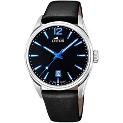 Lotus Herren Armbanduhr 18693/6 - Schwarz mit Lederband - Smartwatch mit Datumsanzeige und leuchtenden Zeigern, wasserdicht bis 10 ATM, ideal für Herren, die Stil und Funktionalität schätzen.