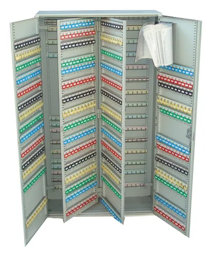 Schlüsselschrank 1020 H - 2-türig, 1300x730x250 - Schlüsselschrank aus robustem Stahl, lichtgrau lackiert. Mit Zylinderschloss und verstellbaren Hakenleisten für optimale Organisation. Ideal für sichere Aufbewahrung in Büros.