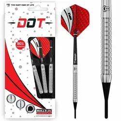 BULL'S Dot D5 90 % Tungsten Softdart - 20g - Darts mit 90 % Tungsten-Anteil für exzellenten Grip und individuelle Anpassung an Ihre Wurftechnik. Inklusive schwarzer Bulls Grip SL Shafts und DimpleTec Flights für optimale Performance.