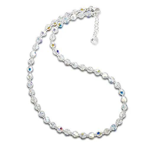 Schöner-SD Collier 6mm Kristall Perlenkette - Colliers aus meisterlich geschliffenen Kristallen, Made in Germany, die mit ihrer sensationellen Brillanz einzigartige funkelnde Effekte erzeugen und jeden Look veredeln.