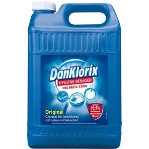 DanKlorix Hygienereiniger 5 L - Universal-Desinfektions-Reiniger mit Chlor - Allzweckreiniger mit zuverlässiger Desinfektionswirkung, ideal zur schnellen Beseitigung von Keimen und Schimmel. Erhältlich im praktischen 5 L Kanister.