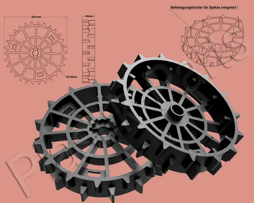 Antriebsräder 2er Set Offroad Profil für WORX Modelle - Ersatzräder für verschiedene WORX Rasenmäher-Modelle. Robuste Kunststoffkonstruktion für zuverlässigen Einsatz auf unebenen Flächen. Ideal für Gartenliebhaber.