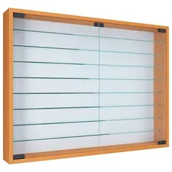 VCM Glasvitrine Mandosa XXL, hängend - Vitrine für Schmuckpräsentation, mit 8 Fachböden aus ESG-Sicherheitsglas, schützt Ihre Sammlerstücke vor Staub und Schmutz. Maße: 80 x 60 x 10 cm, stilvolles Buche-Design.