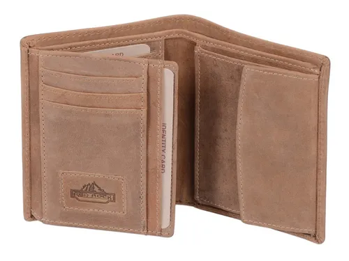 GlücksNugget Geldbörse Scheintasche Kombibörse hellbraun im Hochformat
