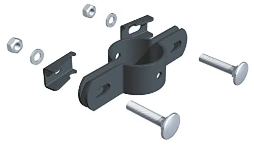 Alberts 563394 Doppelschelle | Stahl roh, sendzimirverzinkt anthrazit kunststoffbeschichtet RAL 7016 | für Pfosten-Ø 34 mm
