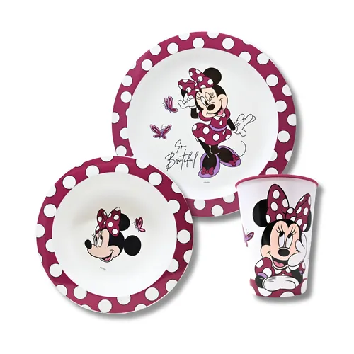 Minnie Mouse Kinder Geschirr Set  Baby Geschirr Frühstücksset Mädchen Esslernset