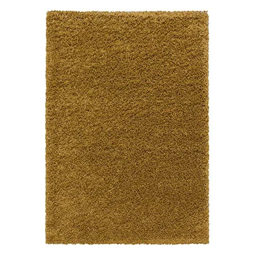 Teppium Moderner Hochflor Teppich Wohnzimmer 120 x 170 cm Goldfarbe - Shaggy Flauschiger Teppich, Extra Weich, Pflegeleicht und Einfarbig - für Schlafzimmer, Küche und Esszimmer