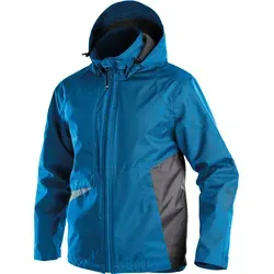 Hyper Wasser- und winddichte Arbeitsjacke 3XL - Azurblau/Anthrazit - Arbeits- & Schutzkleidung mit verstellbaren Ärmeln, abnehmbarer Kapuze und reflektierenden Details. Ideal für alle Wetterbedingungen dank wasserdichtem und atmungsaktivem Stoff.