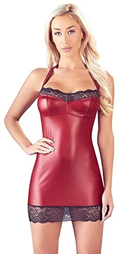 Cottelli PARTY Damen Neckholder-Kleid - Rot, S - Reizwäsche: Eng anliegendes Neckholder-Minikleid mit schöner Spitze am Saum und Dekolleté für herrlich kurvige Momente.