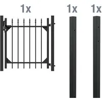 ALBERTS Einzeltor-Set Chaussee, 120 cm – Matt-Schwarz - Gartenzäune: Modernes Einzeltor-Set aus robustem Aluminium mit langlebiger Kunststoffbeschichtung, ideal für individuellen Zaunbau und optimalen Schutz.