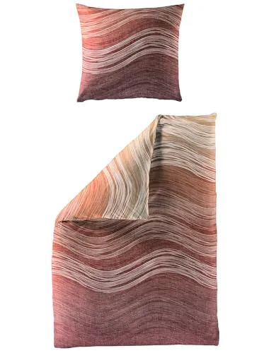 Bierbaum Bettwäsche 4061, Mako-Satin, 100% Baumwolle, orange 135x200 + 80x80 cm - Hochwertige Mako-Satin Bettwäsche aus 100% Baumwolle für einen kuschelweichen Schlaf. Das Set enthält einen Bettbezug (135x200 cm) und einen Kissenbezug (80x80 cm), pflegeleicht und mit praktischem Reißverschluss.