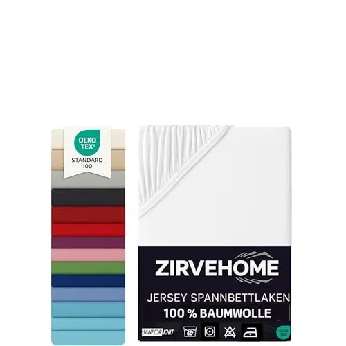 Spannbettlaken 70x140 cm Babybett Bettlaken 100% Baumwolle Spannbetttuch für Matratzen bis 15 cm Höhe, Kinderbett Jersey Spannbettlaken Weiß