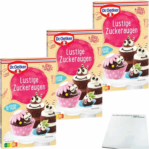 Oetker Zuckeraugen 12 Stück 3er Pack 3x10g Packung usy Block