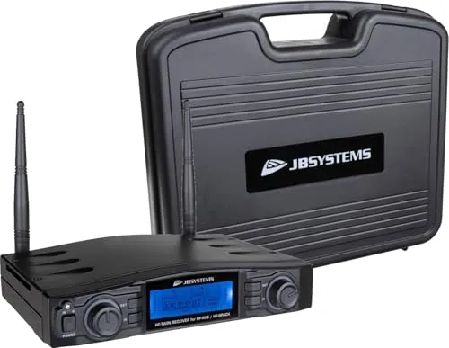 JB Systems HF-TWIN RECEIVER - Drahtloser Mikrofonempfänger - Zubehör für Leuchten, drahtloser PLL/UHF-Doppelmikrofonempfänger mit 16 Frequenzen, ideal für flexible Anwendungen und einfache Kanaleinstellung.