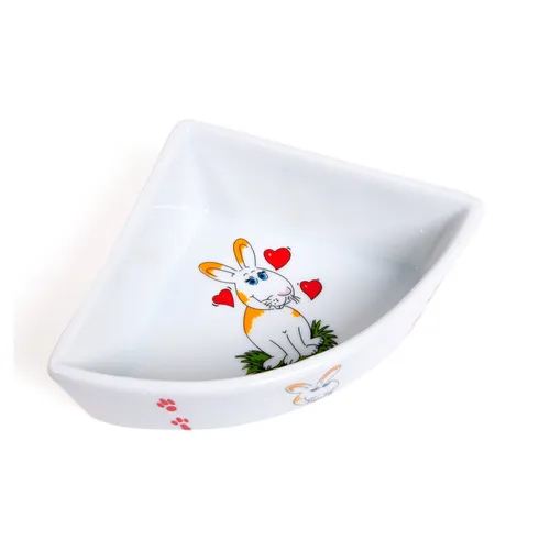 Karlie Ecknapf Hase 250 ml weiß keramik - platzsparend für Hase