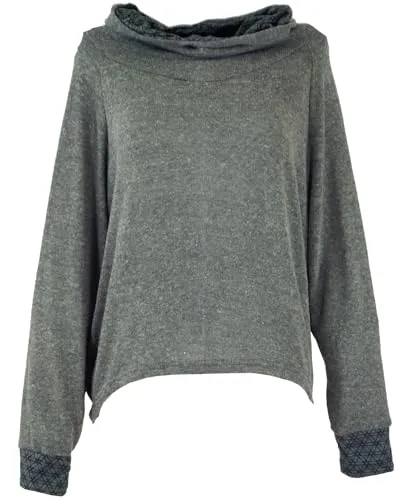 GURU SHOP Hoody, Sweatshirt, Pullover, Kapuzenpullover - Grau, Damen, Baumwolle, Size:M/L
