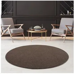 Jimri Teppich Lotus Wohnzimmer Teppich Einfarbig Kurzflor Läufer Uni, Rund, Wohnzimmer Teppich Einfarbig Kurzflor Läufer braun Rund | 160 cm x 160 cm