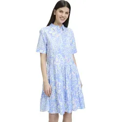 Cartoon Damen Kleid - Freizeitkleider für Damen – 100 cm lang, florales Muster für sommerlichen Charme, leichtes Stufen-Design und hochwertige Baumwollmischung für optimalen Komfort.