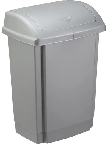plast team Schwingdeckel-Abfalleimer 15 Liter silber