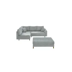 S-STYLE Ecksofa mit Hocker Trygve – grau – 231 cm - Das S-STYLE Ecksofa mit Hocker Trygve in grau bietet hohen Sitzkomfort und stilvolles Design. Ideal für gemütliche Abende. Profitieren Sie von exklusiven Aktionen wie 10€ Willkommens-Gutschein und 0% Finanzierung!