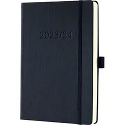 Sigel Wochenkalender Conceptum 2023/2024, 18 Monate, ca. DIN A5, schwarz, Hardcover, 1 Woche / 2 Seiten (links Woche/rechts Notizen)