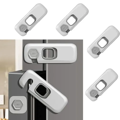 Kindersicheres Kühlschrankschloss, Baby-Sicherheit, französischer Kühlschrank-Türschloss, Gefrierschrank, unsichtbares Schrankschloss für Kleinkinder, einfach zu installieren (5 Stück)