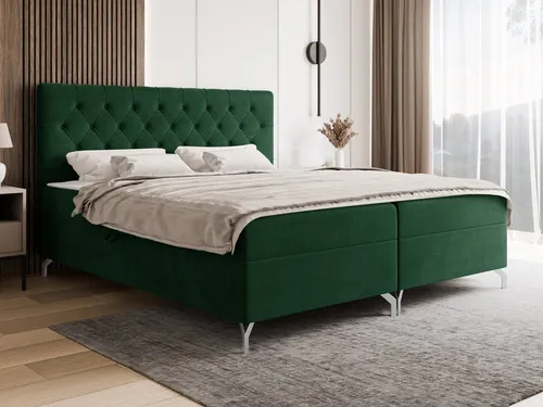 MIRJAN24 Boxspringbett Guliette mit zwei Bettkästen 180x200 cm - Grün - Praktisches Boxspringbett mit zwei Bettkästen für zusätzlichen Stauraum. Bequeme Schlaffläche von 180x200 cm und hochwertige Materialien sorgen für Komfort im Schlafzimmer.