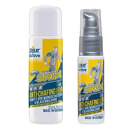 pjur Hautpflegegel 2SKIN - Anti Chafing Gel 30ml + 20ml - Körpergele, schützt effektiv vor Reibung und Wundscheuern beim Sport. Ultra langanhaltender, atmungsaktiver Schutzfilm, der nicht fleckt und ideal für aktive Sportler ist.