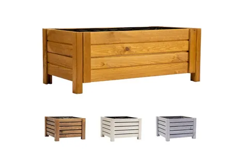 BooGardi Blumenkasten aus Holz - 79x39x30cm, hellbraun - Blumenkasten für Garten, Balkon oder Terrasse, fertig montiert und sofort einsatzbereit. Attraktives Design in hellbraun, ideal für Blumen und Kräuter. Erhältlich in 4 Farben und 2 Größen.