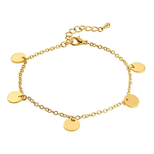 Heideman Armband Damen Kreise aus Edelstahl gold farbend poliert Armakette für Frauen mit Kreiseanhänger rund