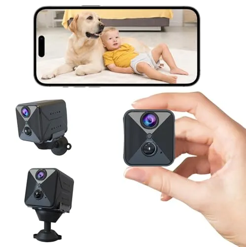aidowocam Mini Kamera Full HD Kamera Überwachung Innen Überwachungskamera Live Übertragung Handy APP 60 Tage Lange Standby Akku WLAN Kamera mit Bewegungsmelder Nachtsicht für Startseite Sicherheit