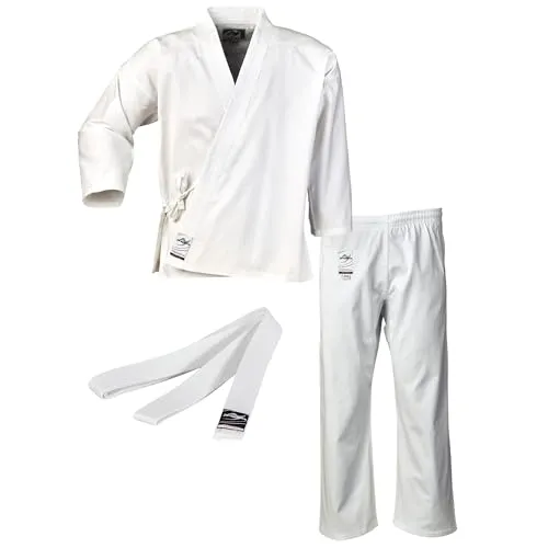 Ju-Sports Karate Anzug to start Weiß 190 I Klassischer Karateanzug für Kinder & Erwachsene I Karate Kimono inkl. weißem Gürtel I Hose mit Kickzwickel I 100% Baumwolle
