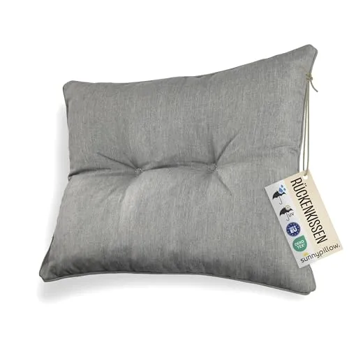 sunnypillow Polster für Gartenmöbel - Rückenkissen 70 x 40 cm für Rattanmöbel - Lounge Kissen Outdoor, wasserdicht, UV-lichtecht - Gartenpolster, Polsterauflagen auf Rattansessel, Stuhl - Grau