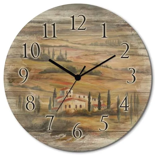 ARTLAND Wanddeko Wanduhr lautlos aus Holz, Ø 30 cm in beige von ARTland
