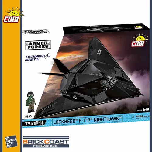 COBI Armed Forces 5903 - F-117 Nighthawk Bausatz 1:48 - Baukästen & Bausteine - Limitierte Edition des legendären Tarnkappenflugzeugs mit 826 hochwertigen Teilen, ideal für Sammler und Luftfahrtenthusiasten.