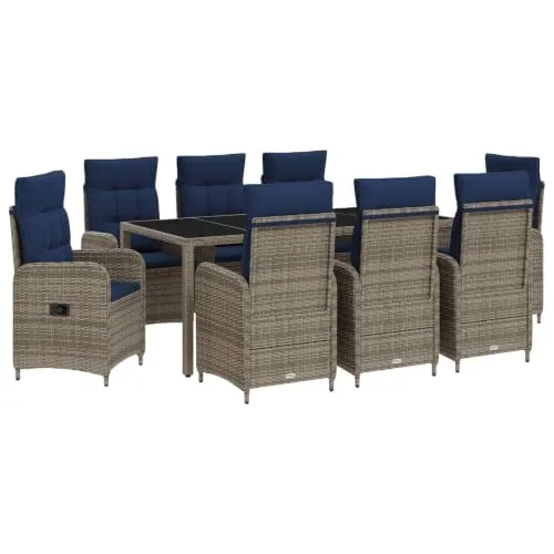 vidaXL Outdoortisch-Set 9-teilig Poly-Rattan
