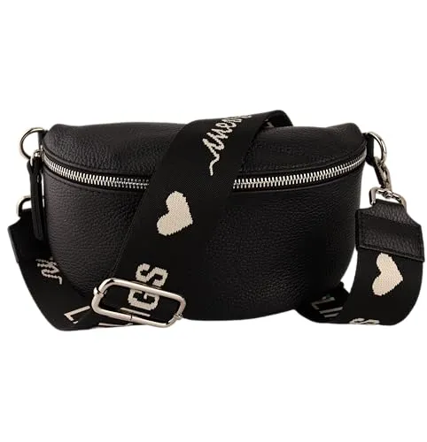 MIRROSI® Bauchtasche Damen aus Echtleder, Made in Italy in schwarz von MIRROSI