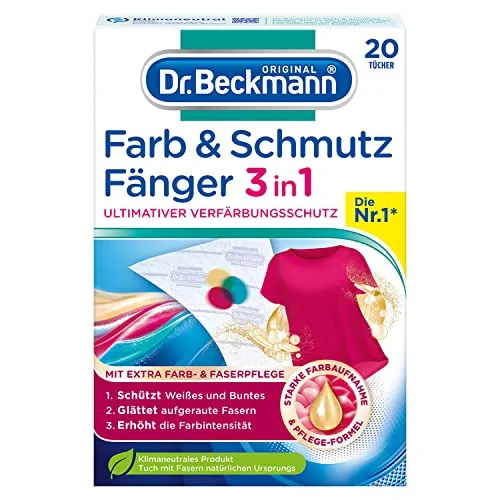 Dr. Beckmann Farb- und Schmutzfänger 3in1 | Farbfangtücher für ultimativen Verfärbungsschutz | mit EXTRA FARB- & FASERPFLEGE | 20 Tücher