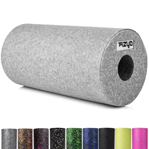 Fizyo Faszienrolle zur Fitness, Yoga und Rehabilitation, Selbstmassage Massagerolle für Rücken Wirbelsäule, Foam Roller mittelharter EPP-Schaumstoff, inklusive Transporttasche (Grau, 30x15 cm)