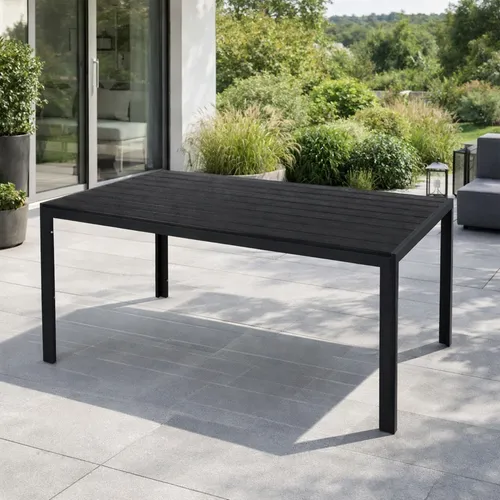 Gartentisch Aluminium Non-Wood anthrazit/schwarz 160x90cm - Esstisch für bis zu 6 Personen, wetter- und wasserresistent, ideal für Garten und Terrasse, pflegeleicht und langlebig dank Aluminium und WPC.