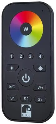 Rutec 80479 Funkhandsender 4-Kanal RGBW - Zubehör für Innenleuchten mit hochsensitivem Touch-Farbrad für präzise Farbkontrolle und unabhängige Steuerung von 4 Zonen.