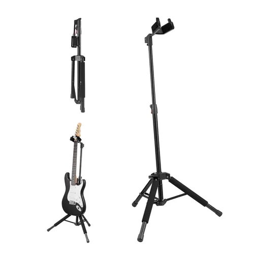 VEVOR Gitarrenständer - Faltbares Gitarrenstativ höhenverstellbar - Stativ für Gitarren mit einstellbarem Höhenbereich von 900-1200 mm, stabil und tragbar, ideal für Musiker und Bands.