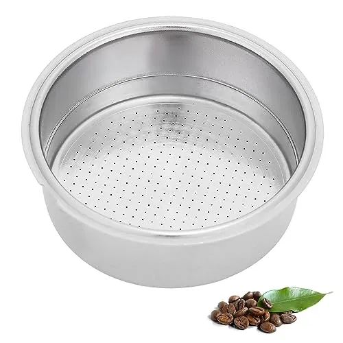 Kaffeesieb Filterkorb 51mm Edelstahl Espresso Sieb, Wiederverwendbare Kaffeefilterkorb Ersatz für Zuhause und Cafe Kaffeemaschinen Zubehör(Doppeltasse)