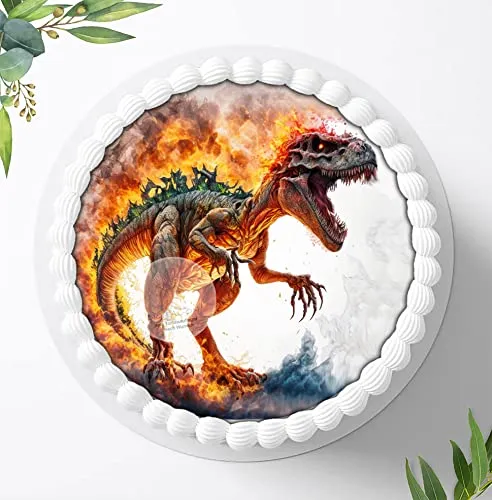 Für die Geburtstags Torte, Zuckerbild Dinosaurier, Essbares Foto für Torten, Fondant, Tortenaufleger Ø 20cm, 1208z