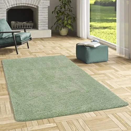 Snapstyle Luxus Hochflor Langflor Teppich Milano Mintgrün - super weich und pflegeleicht, schadstoffgeprüft, für EIN gemütliches Zuhause im Wohnzimmer, Schlafzimmer oder Flur