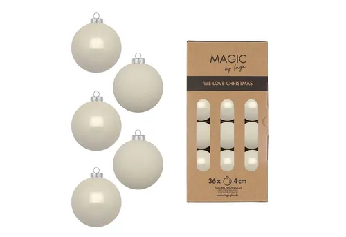 MAGIC by Inge Weihnachtsbaumkugel, Weihnachtskugeln Glas 4cm 36 Stück - Blanched Almond