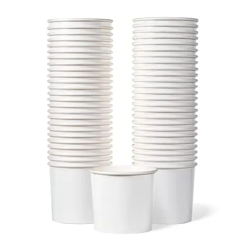 Papier-Eisbecher, 50 Stück, 325 ml – Einweg-Dessertschalen für heiße und kalte Speisen, Partybecher für Eiscreme, Frozen Joghurt, Suppe, Weiß