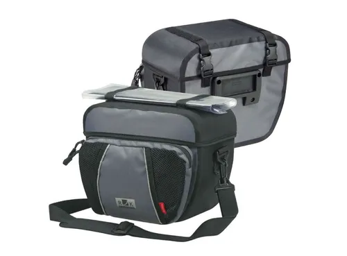 KLICKfix Fahrrad-Lenkertasche Ultima Schwarz/Grau - Praktische Lenkertasche für Fahrräder, ideal für den schnellen Zugriff auf wichtige Dinge. Mit praktischem Klicksystem für einfachen Anbau und Abbau.