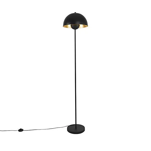 Qazqa Industrie Vintage Stehlampe schwarz mit Gold 160 cm - Magnax - Stilvolle Stehlampe für Wohnzimmer und Schlafzimmer. E27 Fassung, dimmbar für individuelle Lichtgestaltung. Ideal für kreative Innenräume.